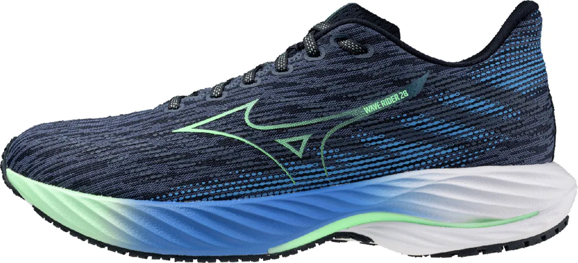 Quick Flex Everywhere Fit Mizuno Wave Rider 28 Mens Running Shoes - Blue