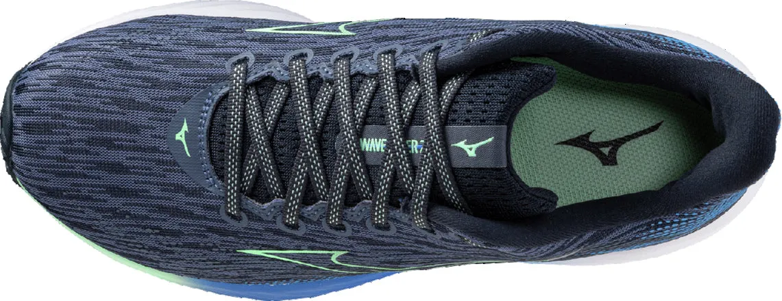 Mizuno Wave Rider 28 Mens Running Shoes - Blue Comfortable Insole Coastal vibe