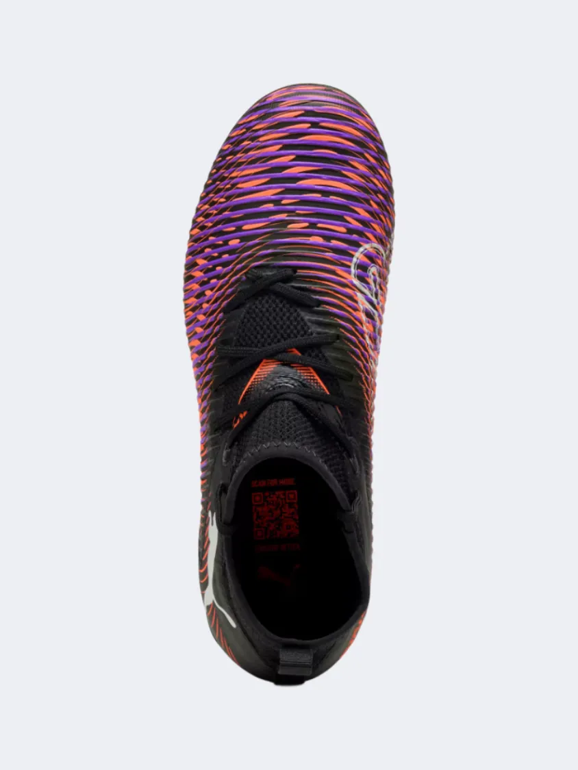 Puma Future 8 Match Firm Ground/Artificial Gs-Boys Football Shoes Black/Red Support Wrap Natural Turf