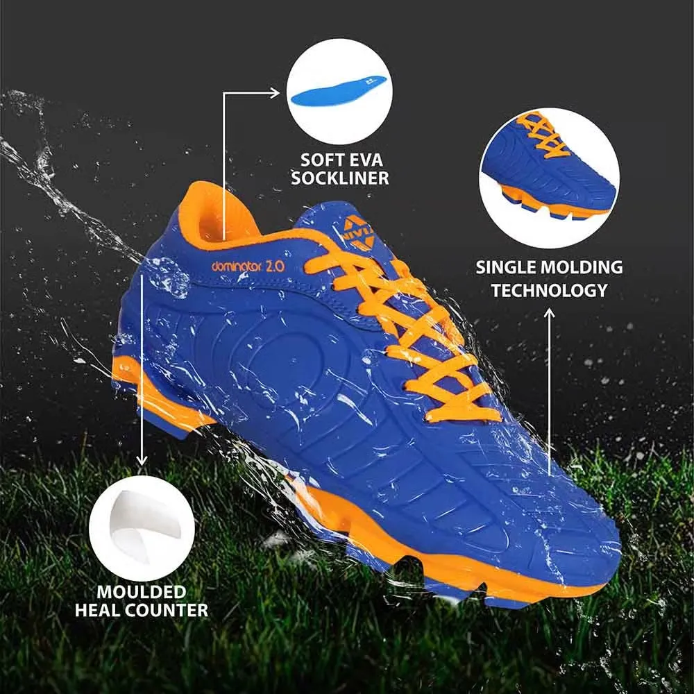 NIVIA Dominator 2.0 Football Shoes for Men (Blue) Comfort Wrap Traction Pad