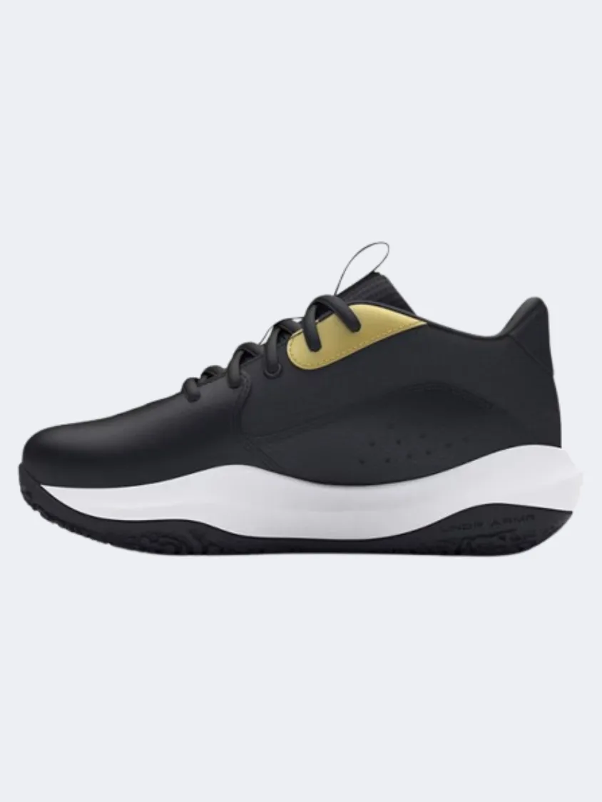 Under Armour Lockdown 7 Ps-Boys Basketball Shoes Black/Metallic Gold Abrasion Resistant Stitching Dream Big