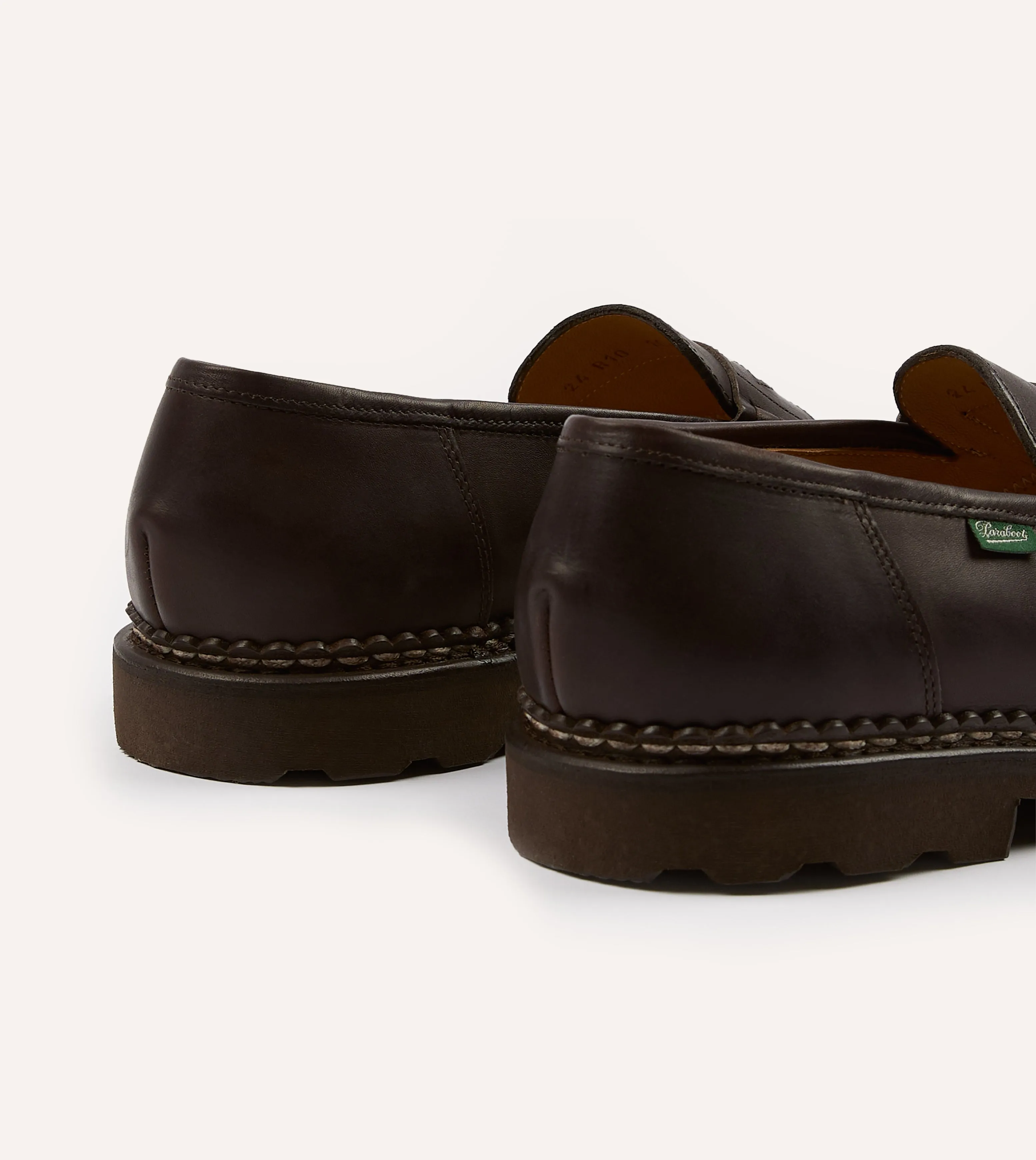 Dance Floor Pure Black Paraboot Reims Brown Leather Loafer