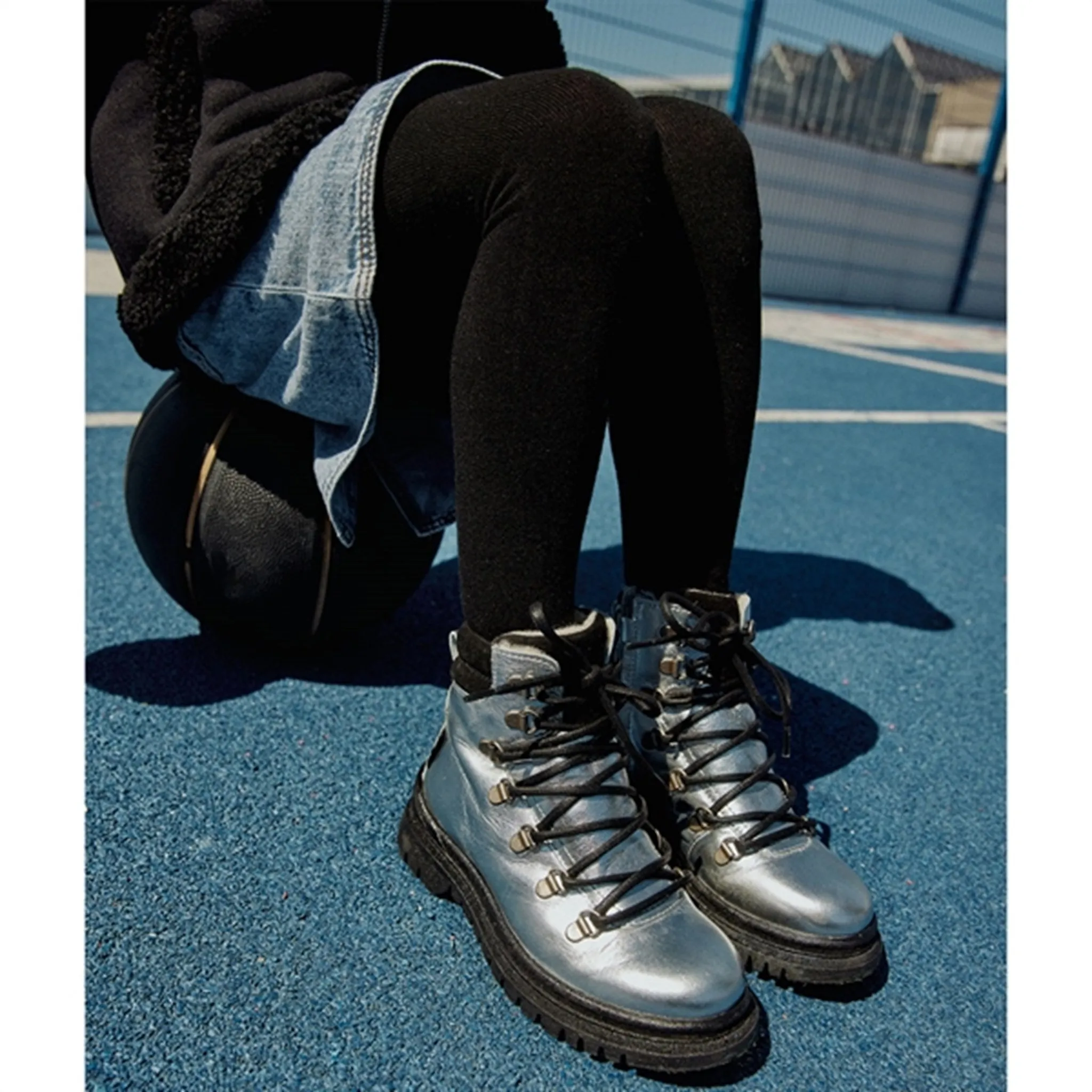 Angulus Tex Lace Boots With Zipper Silver/Black Winter Sport