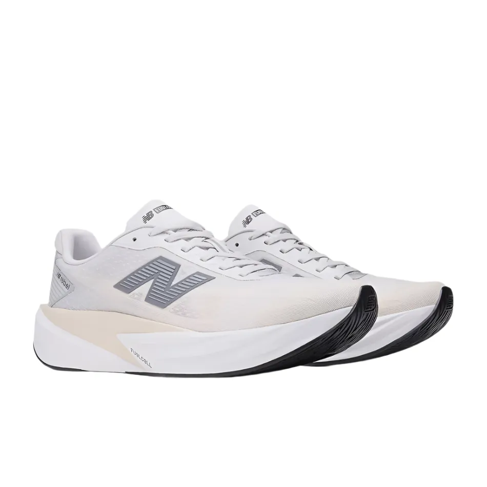 jogging shoe add - ons responsive - midsole shoes New Balance Men's Fuelcell Rebel v5 Running Shoes in Grey Matter/Linen/White AW25