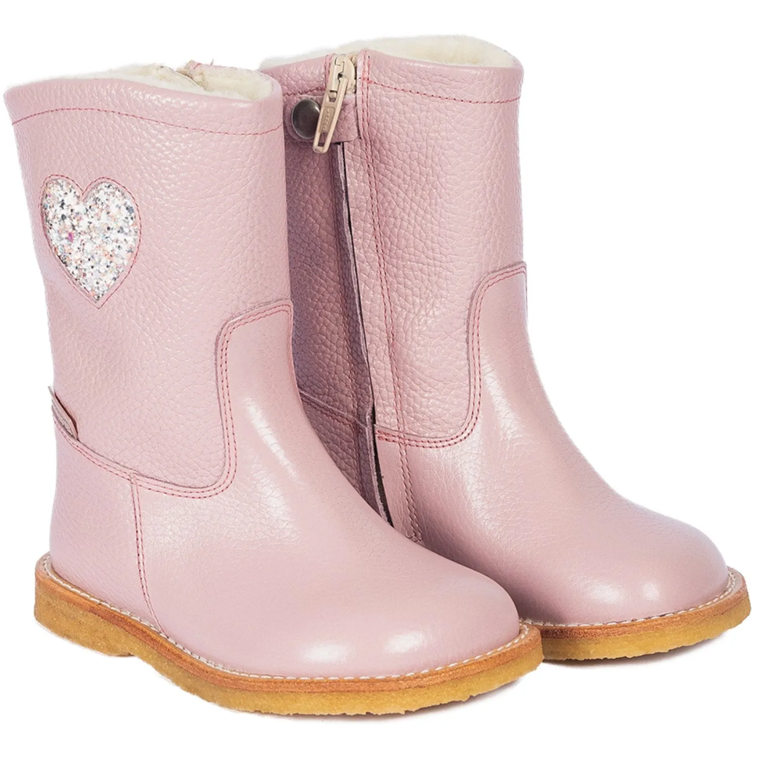 Angulus Mauve/Mauve Glitter Tex-Boot Med Hjerte Og Zipthrough Frozen Footwear snowfield