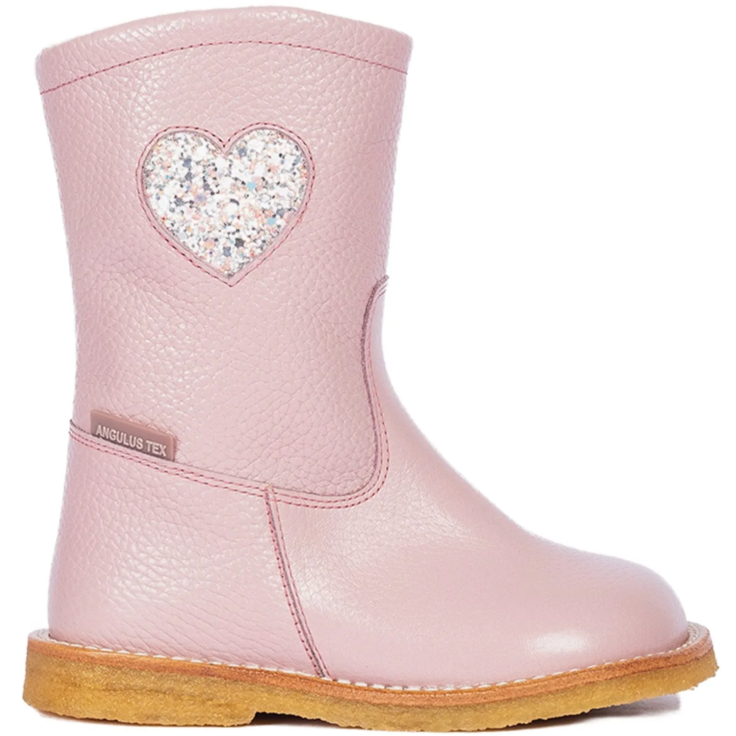 Lightweight Strong Angulus Mauve/Mauve Glitter Tex-Boot Med Hjerte Og Zipthrough