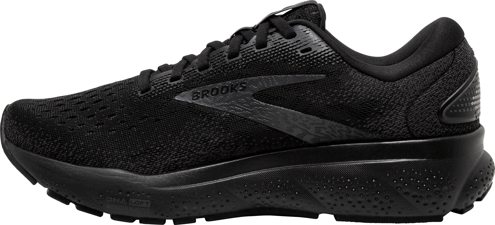 Brooks Ghost 16 WIDE FIT (2E) Mens Running Shoes - Black Lightweight Design Denim Cool