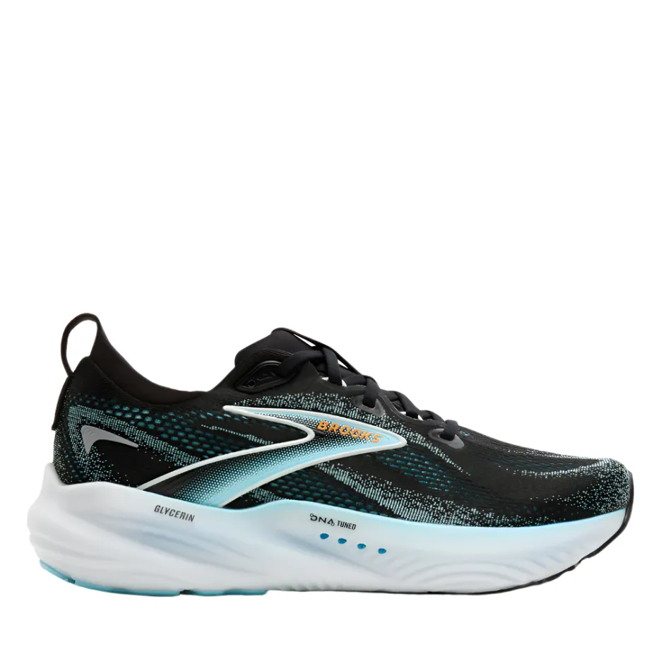 Brooks Men's Glycerin 22 Running Shoes in Black/Atomizer/Blazing Orange AW25 heel - cup - feature shoes
