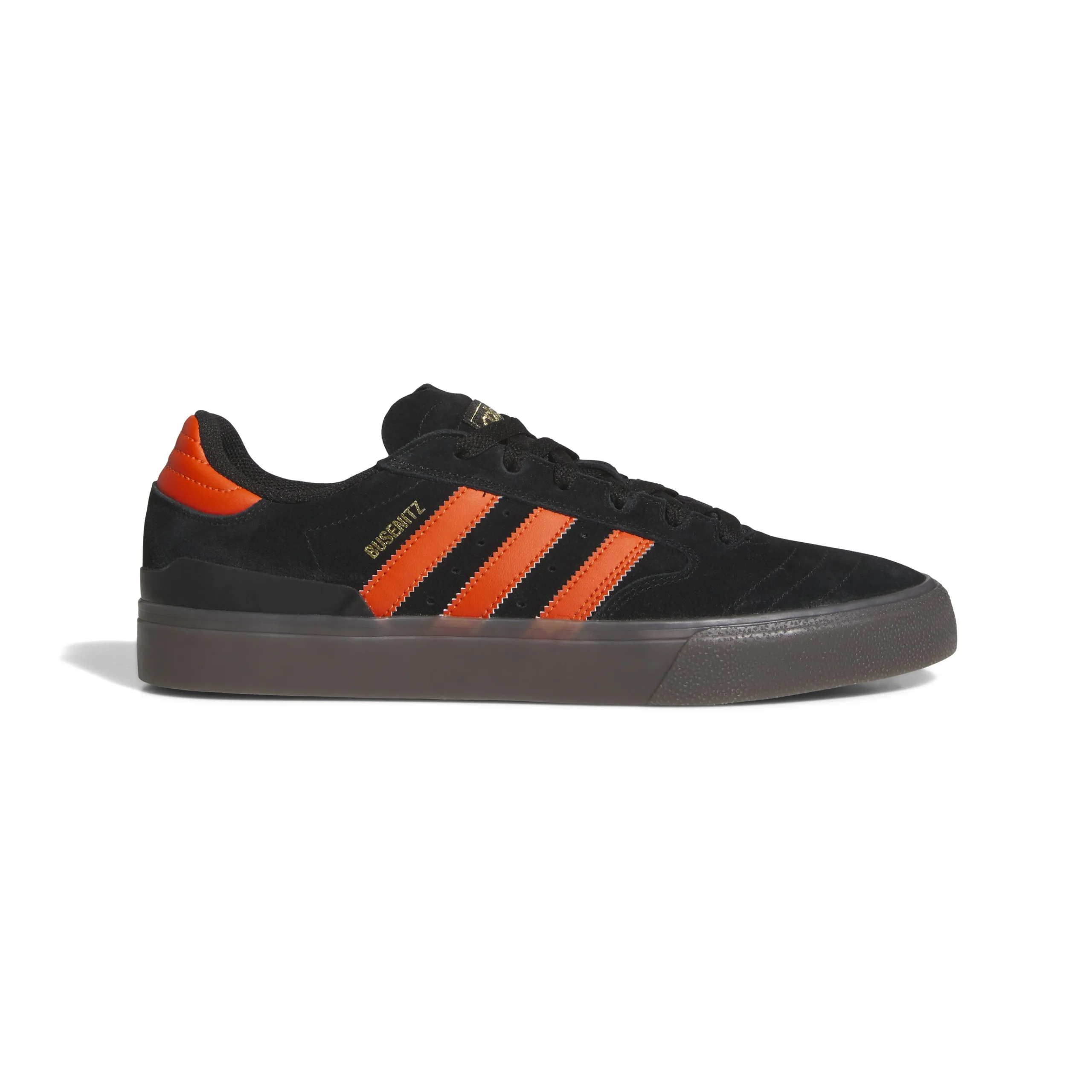Plush Interior Adidas  Busenitz Vulc II Skate Shoes - Core Black / Collegiate Orange / Gum