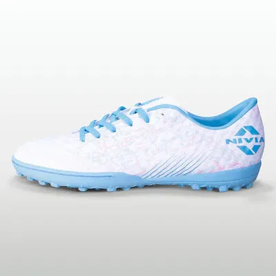 Wet Weather Ball Feel Nivia Oslar 3.0 TURF Football Shoes for Men (White/Sky)