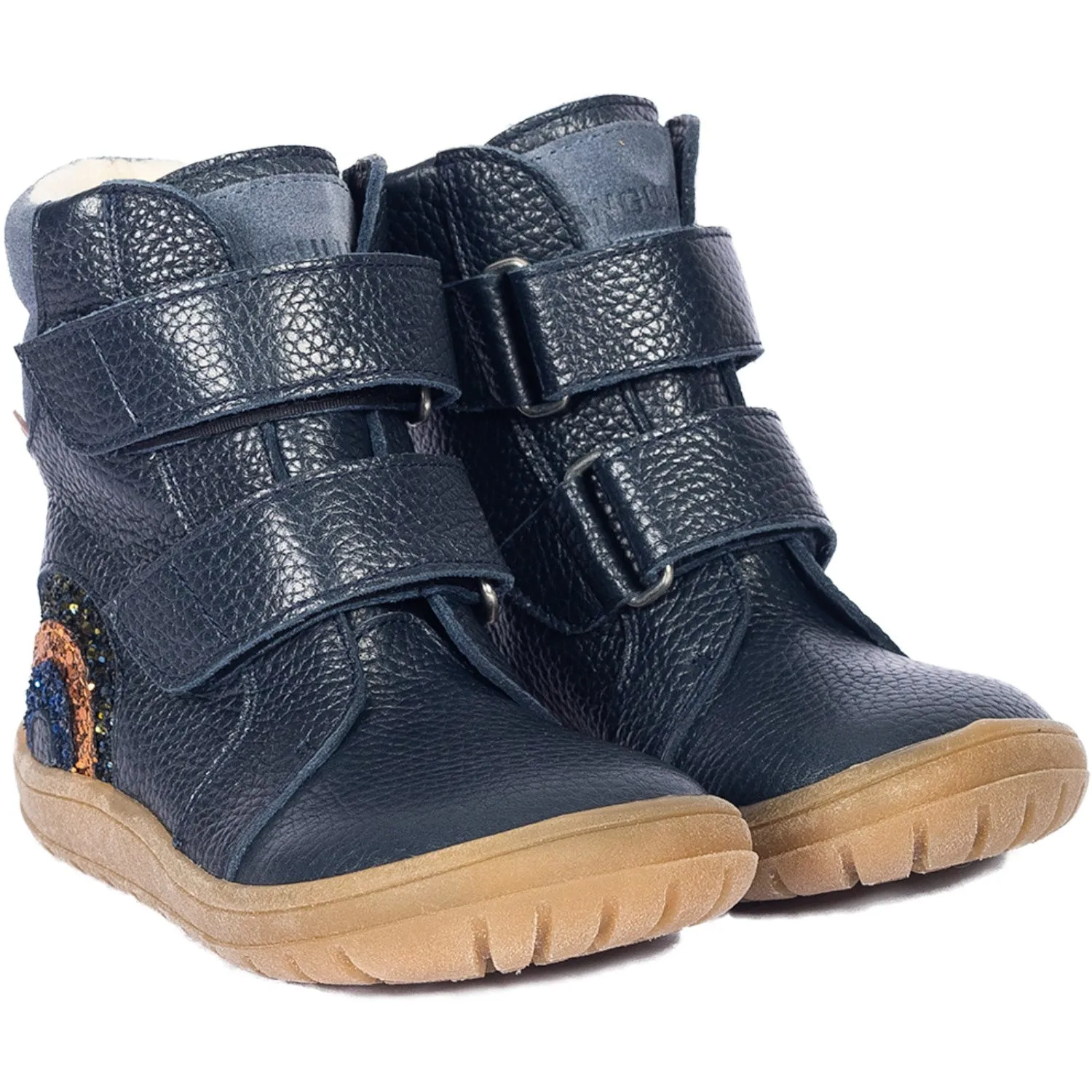 Angulus Navy/Blue Fog/Glitter Tex Boot with sparkling glitter rainbow Snow Trekking Outdoor Snow Frost Proof