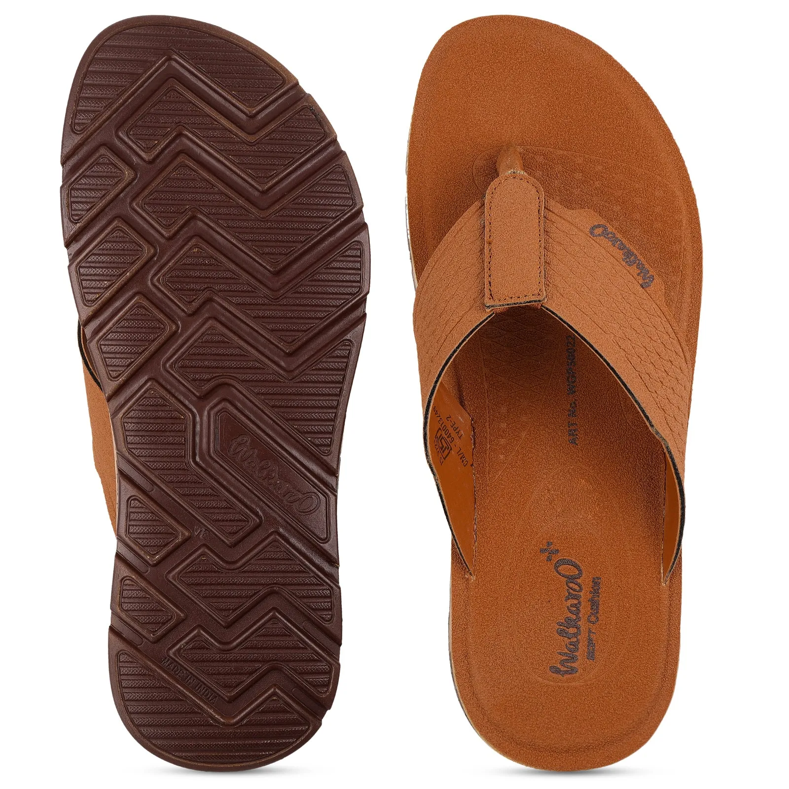 Wide fit Foot Fit Men's Daily Wear V-Strap Sandals - WGP50022 Tan