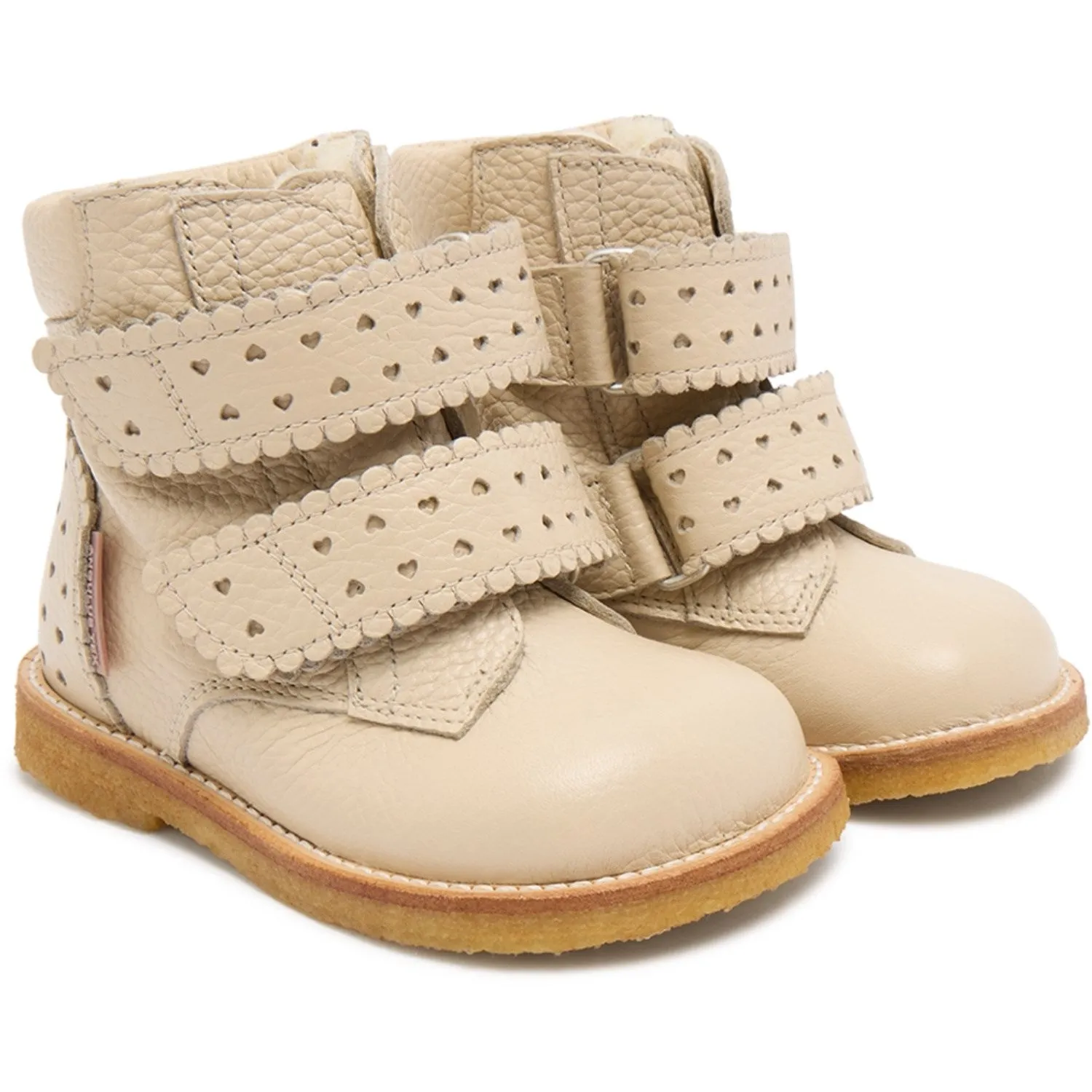 Angulus Buttermilk Tex-Boot with Hearts and Velcro Closure Snow Winter Protection Extreme Conditions Protection