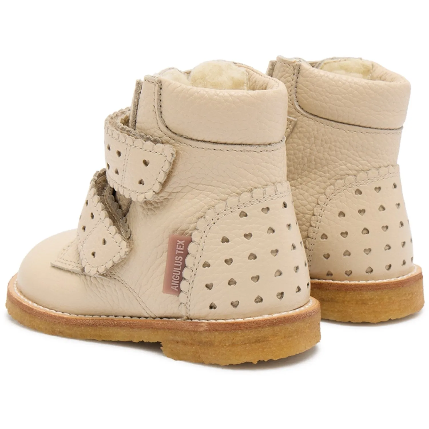 Angulus Buttermilk Tex-Boot with Hearts and Velcro Closure Snow Travel Winter Hikes