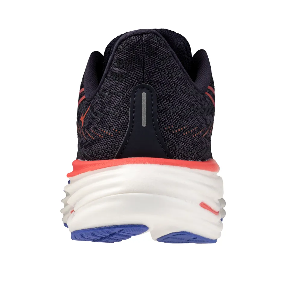 Mizuno Women's Wave Rider 29 Running Shoes in Odyssey Gray/Iris Bloom/Calypso Coral AW25 experienced running option running in a fitness center shoes