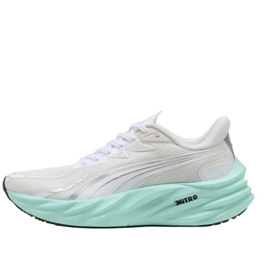 formal wear shoes stadium PUMA Women's Velocity NITRO 4 Running Shoes in PUMA White/Mint Melt AW25