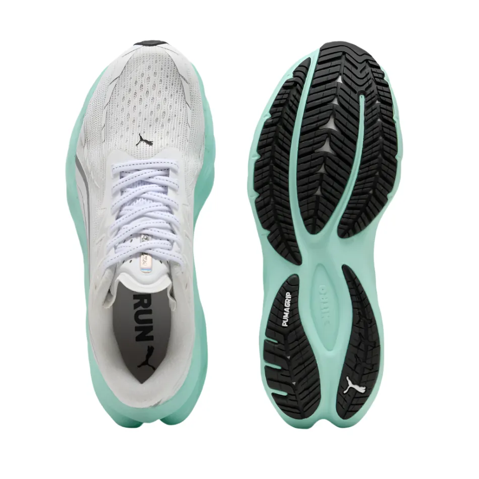 matte - finish - design shoes Traction Control PUMA Women's Velocity NITRO 4 Running Shoes in PUMA White/Mint Melt AW25