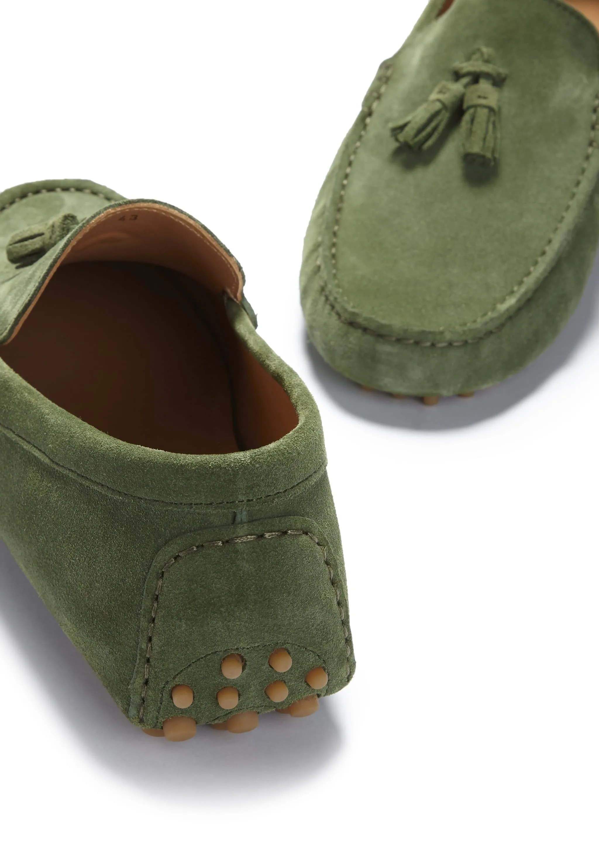 Walk Light Tasselled Driving Loafers, safari green suede