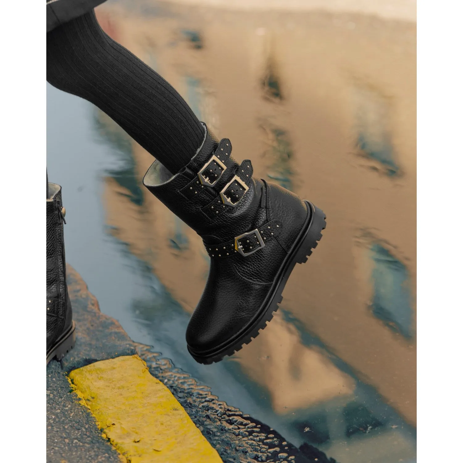 Cold Terrain Expedition Angulus Black Tex boot with rivets, buckles and zipper