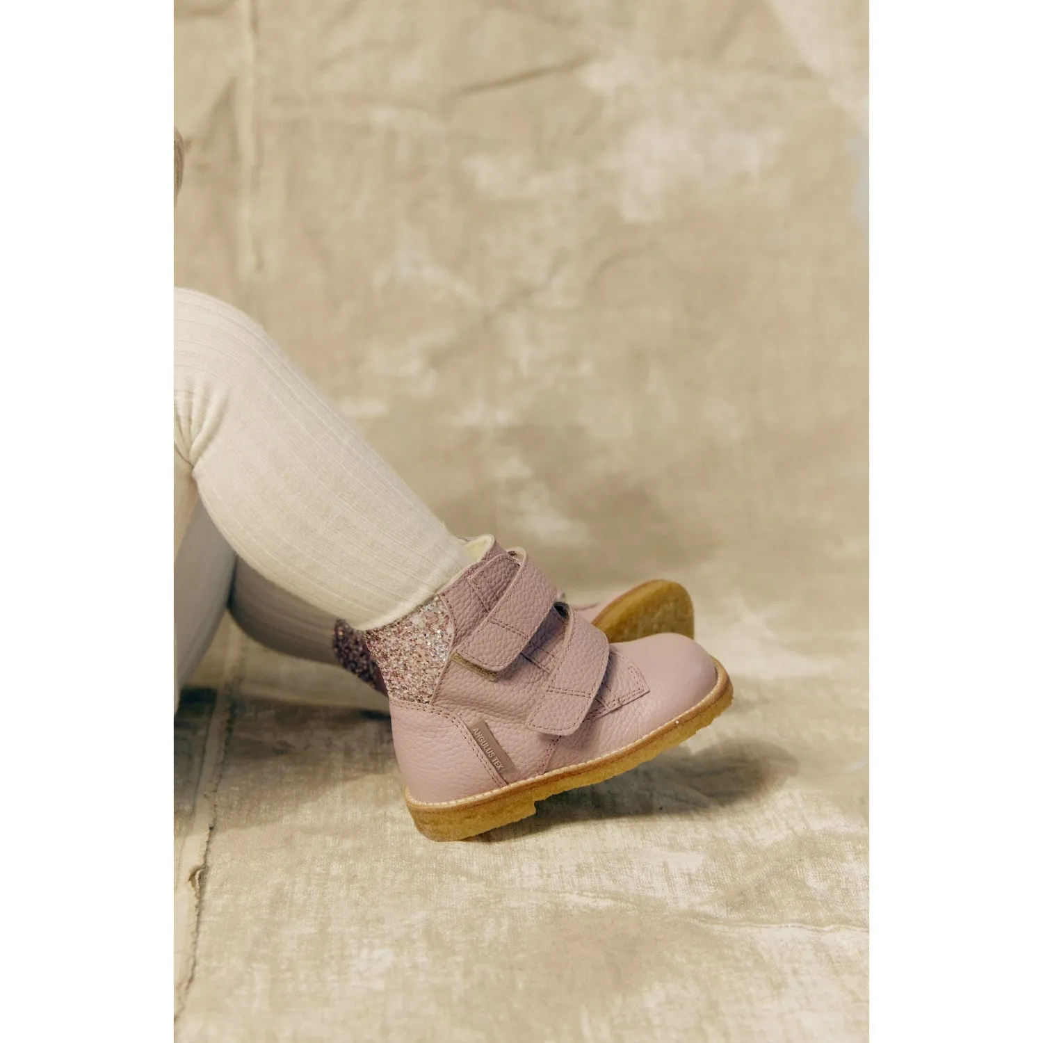 Long Winter Walks Angulus Mauve/Mauve Glitter Tex-Boot Med Glitter Og Velcro Closure