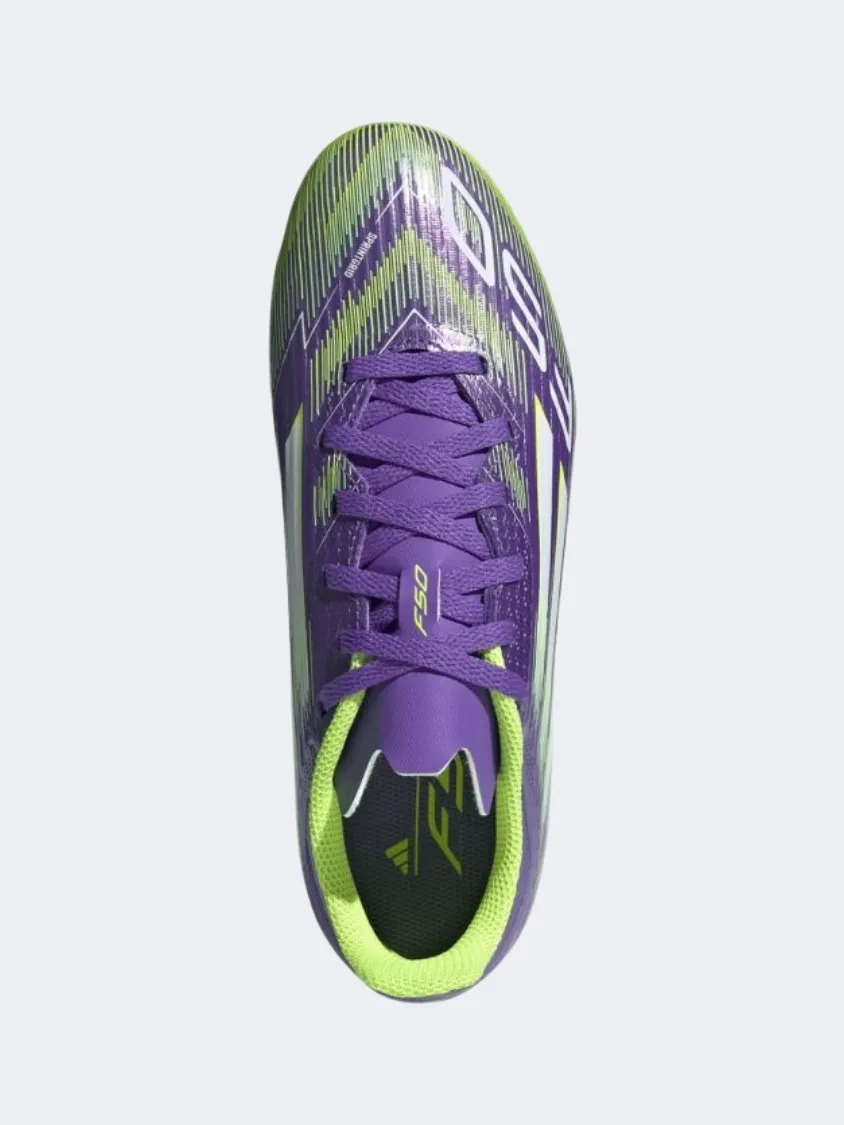 Adidas F50 League Fg/Mg Jr Kids Football Shoes Purple Zoom Fit Elastic Cushion