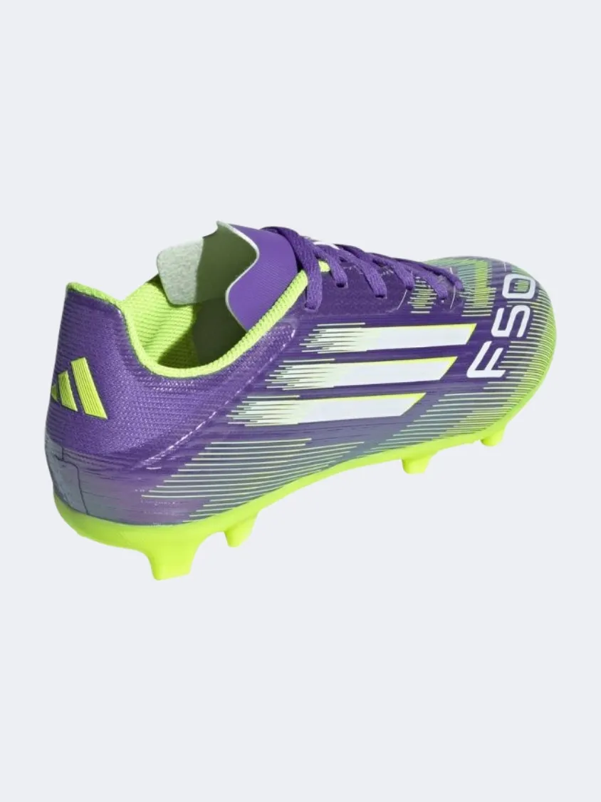Adidas F50 League Fg/Mg Jr Kids Football Shoes Purple Stiff Midsole