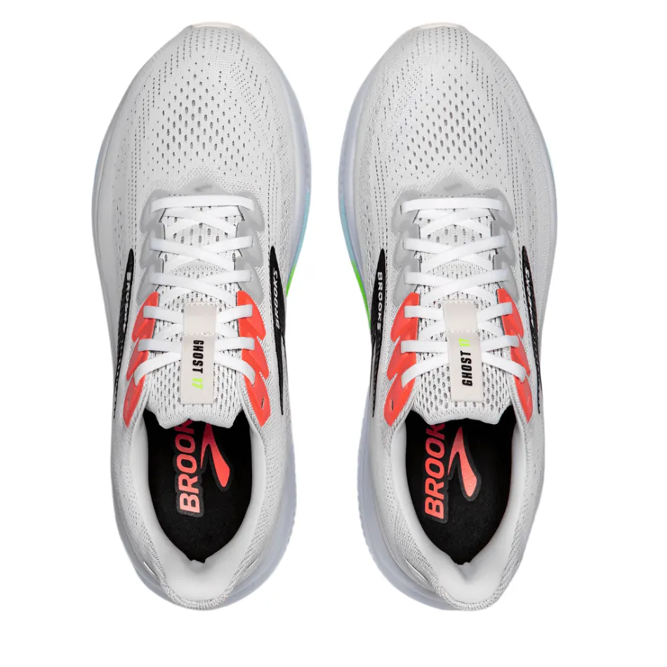 high - performance running option cushioned foam shoes Brooks Men's Ghost 17 Running Shoes in White/Pink Clay/Gecko AW25