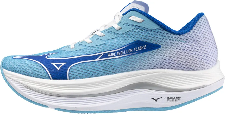Sweat Resistant Indoor Fitness Media Pop Mizuno Wave Rebellion Flash 2 Mens Running Shoes - Blue