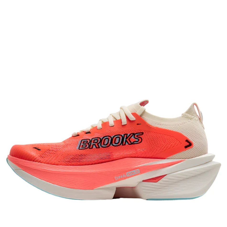 Brooks Women's Hyperion Max 3 Running Shoes in Coconut/Fiery Coral/Atomizer AW25 speed training footwear Suede