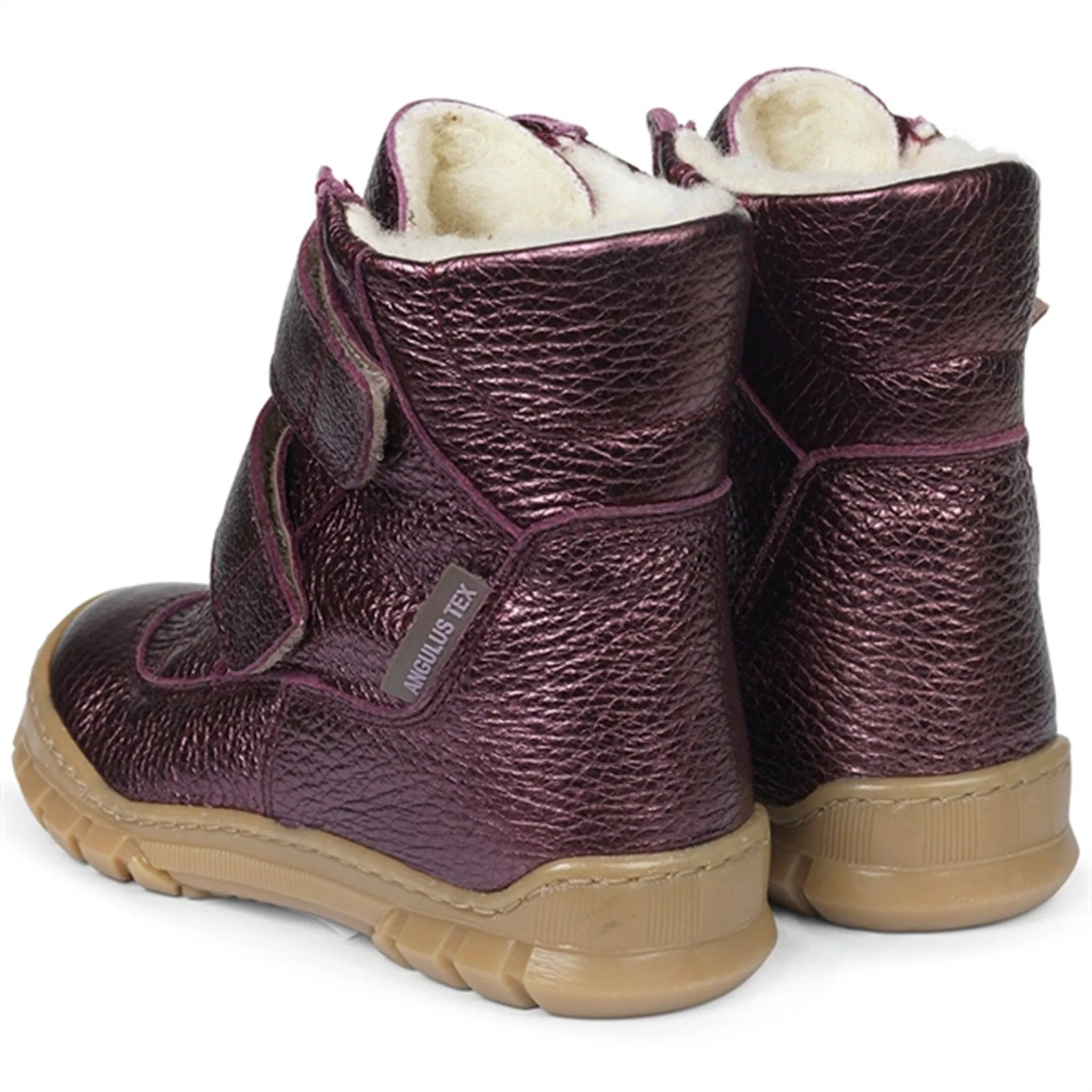 Angulus Tex Boots w Velcro Plum Shine Snow Anti-Skid