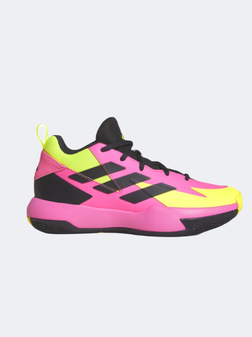 Adidas Cross Em Up Select Gs Basketball Shoes Pink/Black/Lemon Rollbar technology Orthotic Friendly Insole