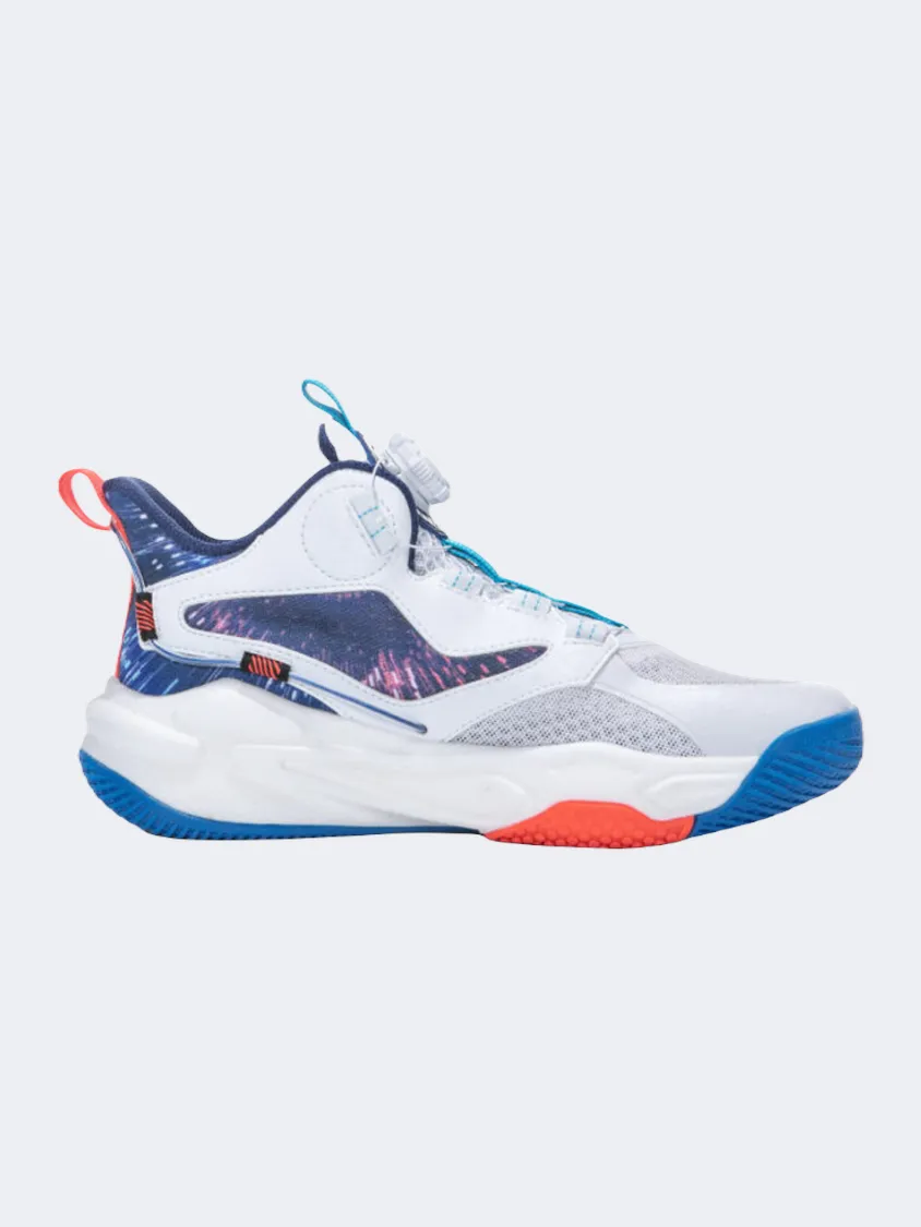 Erke Gs Boys Basketball Shoes White/Blue Odor Resistant Lining