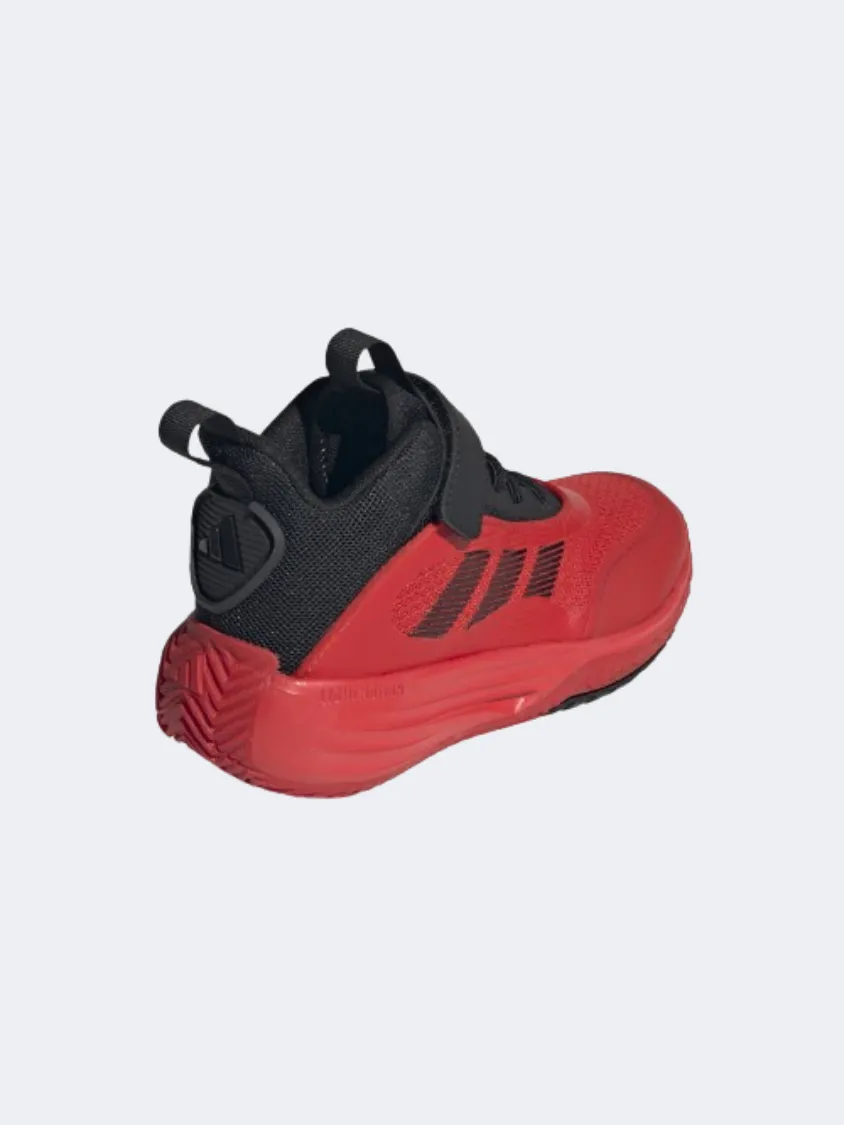 Adidas Own The Game 3 Kids Basketball Shoes Black/Red DurableLeather QuickDrying