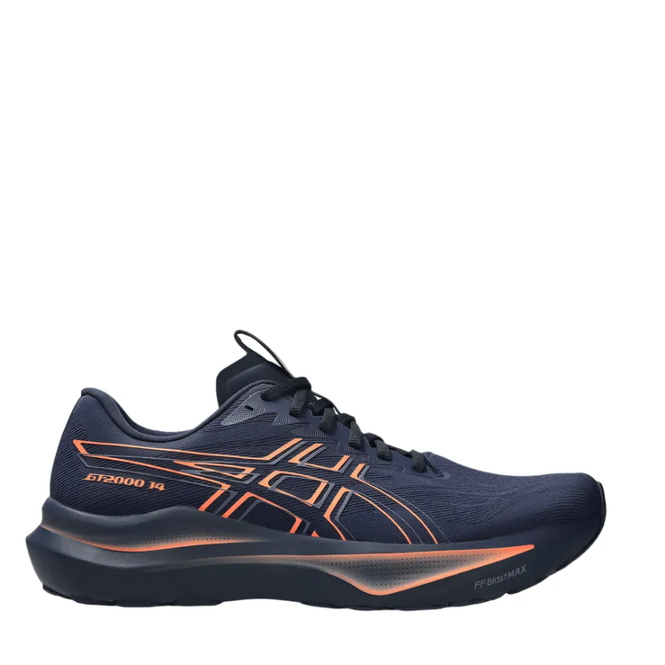 ASICS Men's GT-2000 v14 Running Shoes in Midnight/Vivid Coral AW25 reflective - details shoes