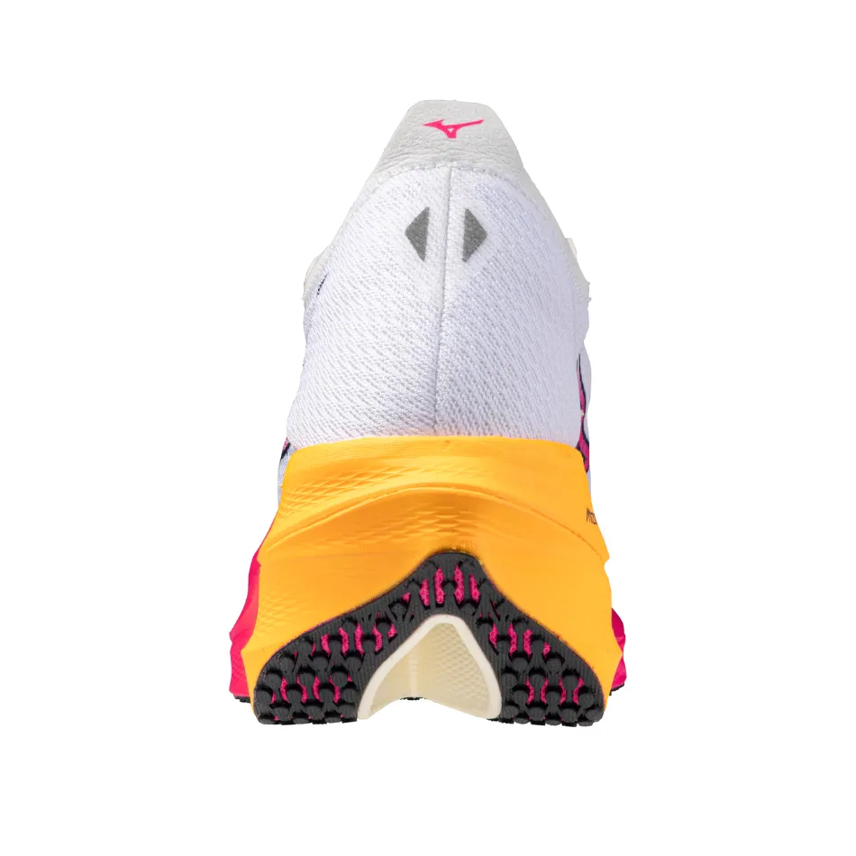 Mizuno Unisex Wave Rebellion Pro 3 Running Shoes in White/Pink Tetra/Tang Orange AW25 Warm