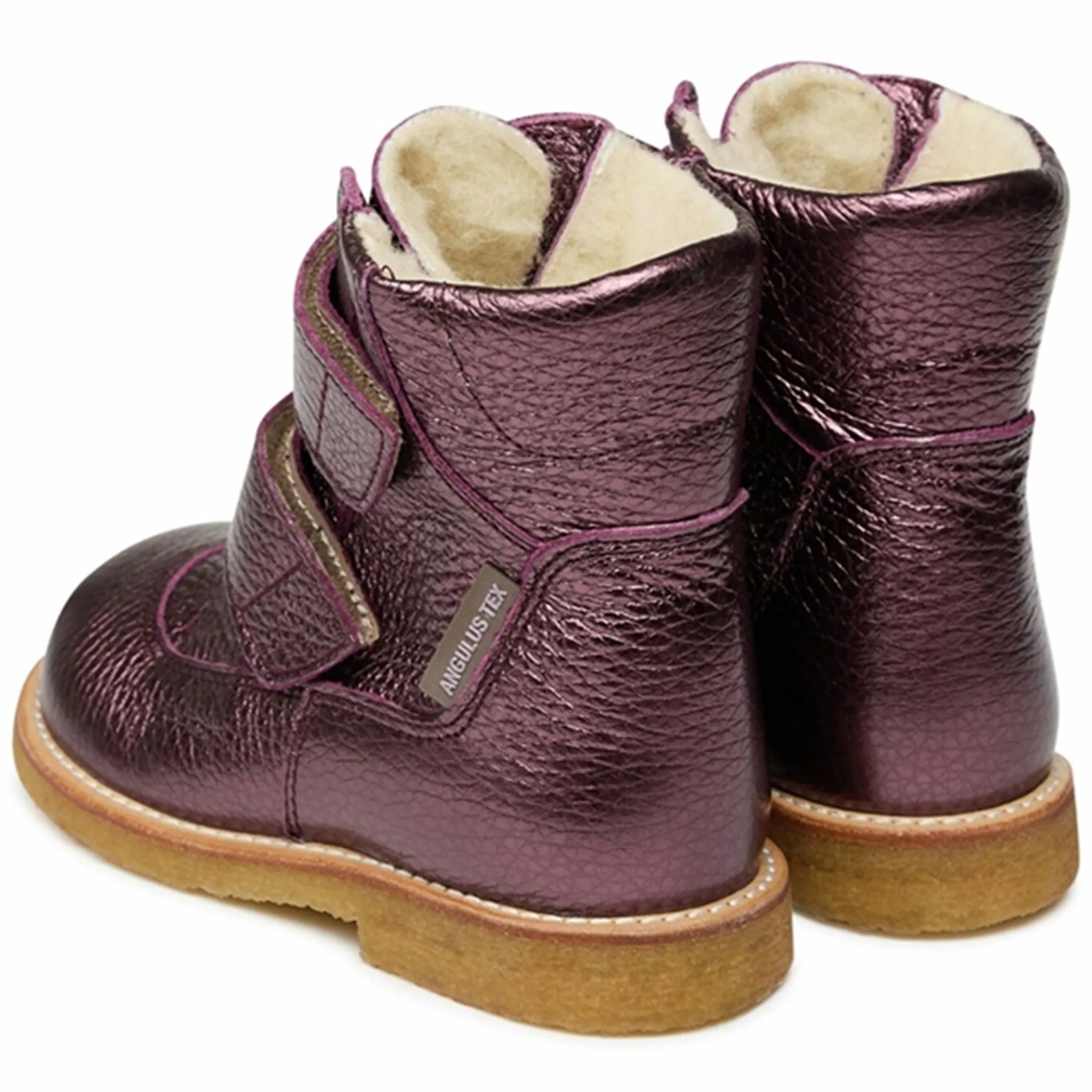 Angulus Tex Boots w Velcro Plum Shine Snowproof Footwear