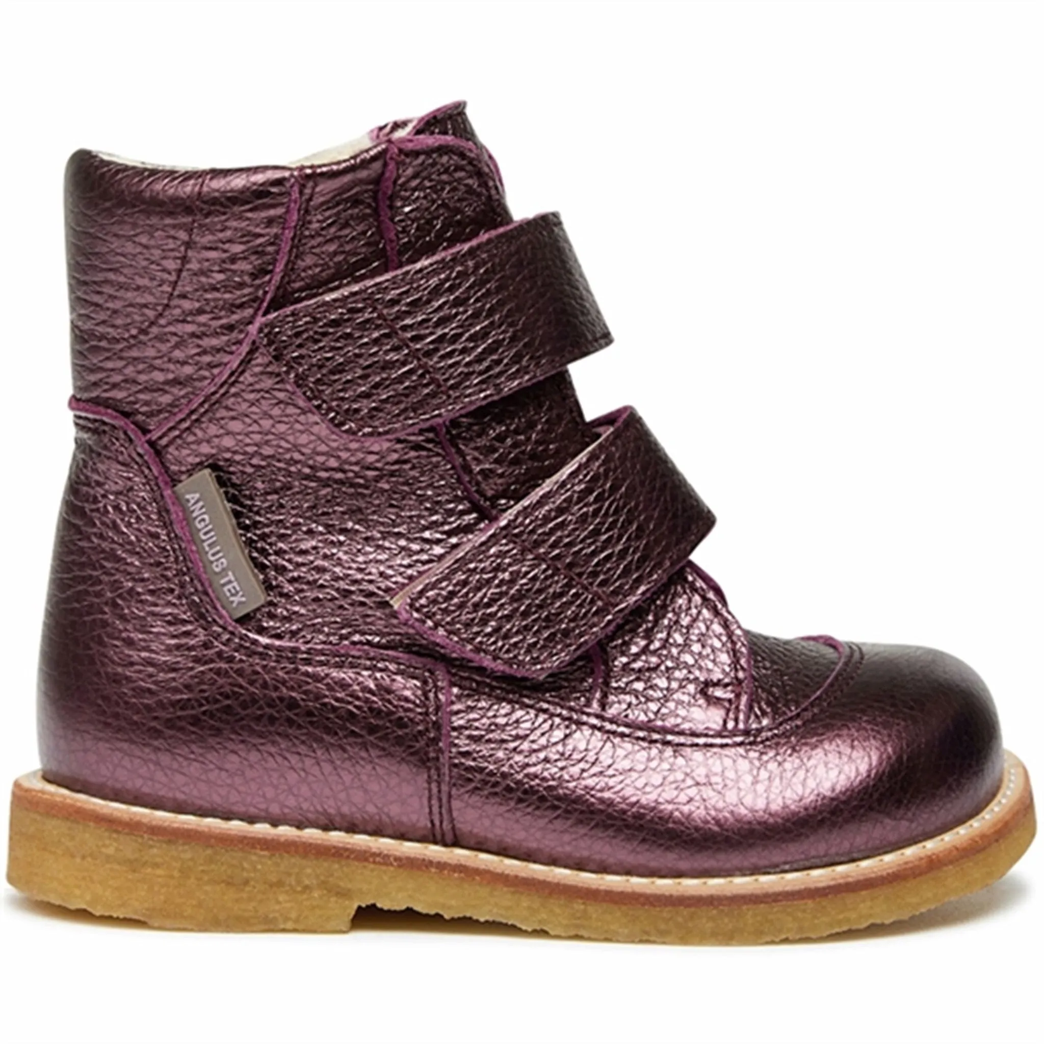 Angulus Tex Boots w Velcro Plum Shine Snow Warm Hiking Cold Weather Footwear