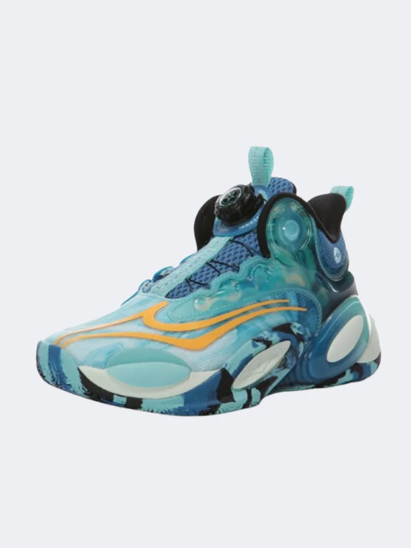 Erke Gs Boys Basketball Shoes Cyan/Green/Orange Grip Support