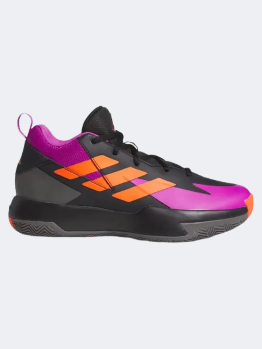 Adidas Cross Em Up Select Gs-Boys Basketball Shoes Black/Purple/Orange Vertical Cushioning Zero Drop Sole Configuration
