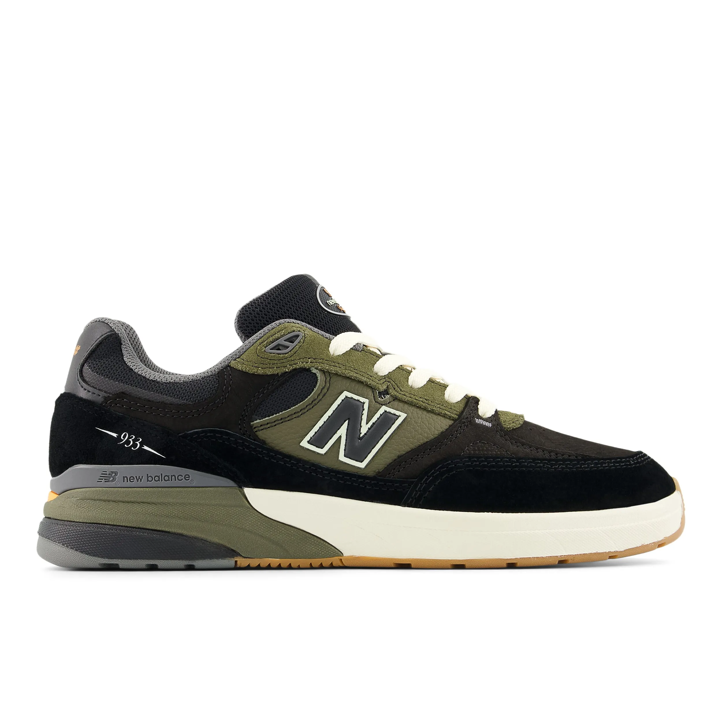 New Balance Numeric 933 Andrew Reynolds Skateboard Shoes - Black / Dark Olivine Rugged Comfort Urban Gear