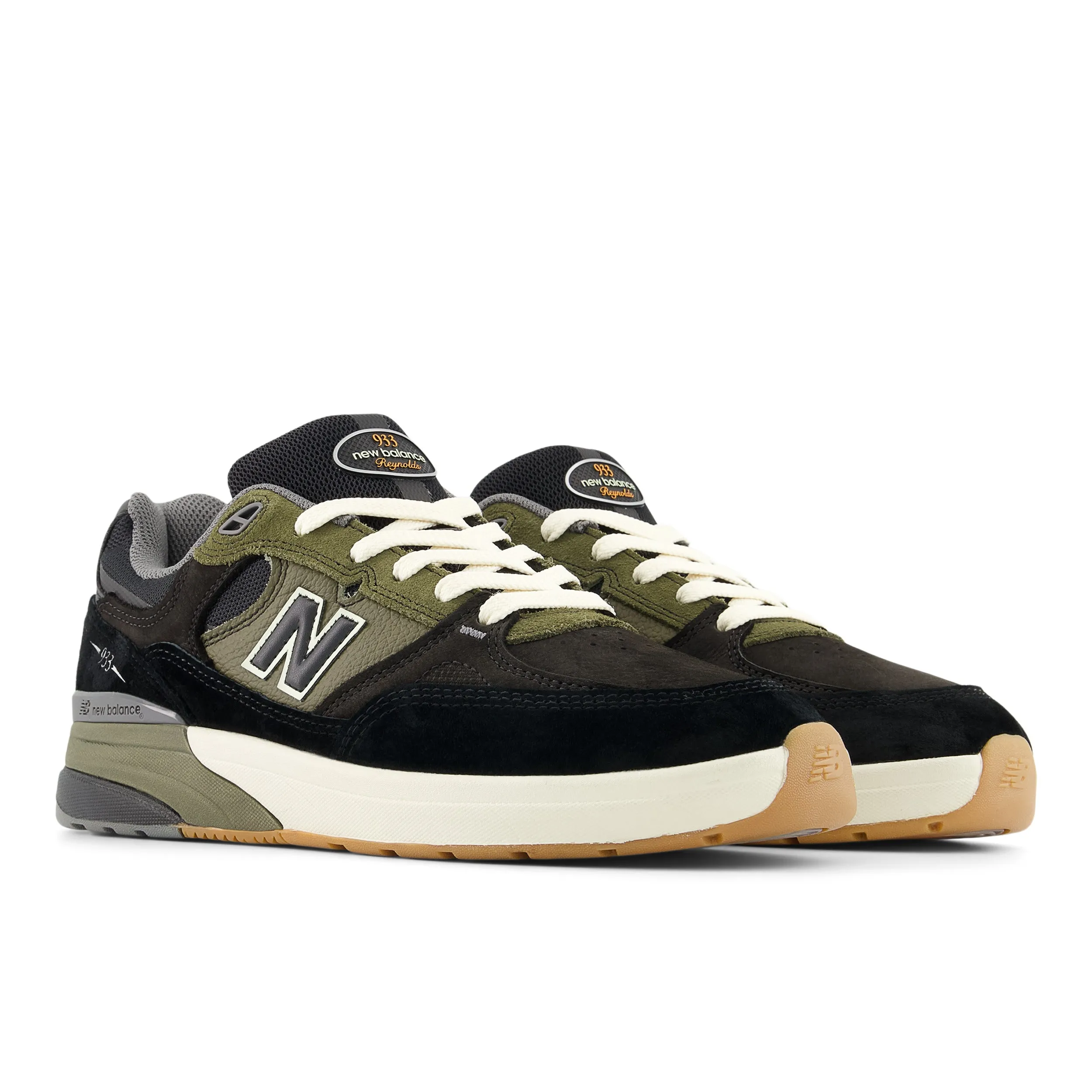 Board Ready Fit PU Outsole New Balance Numeric 933 Andrew Reynolds Skateboard Shoes - Black / Dark Olivine