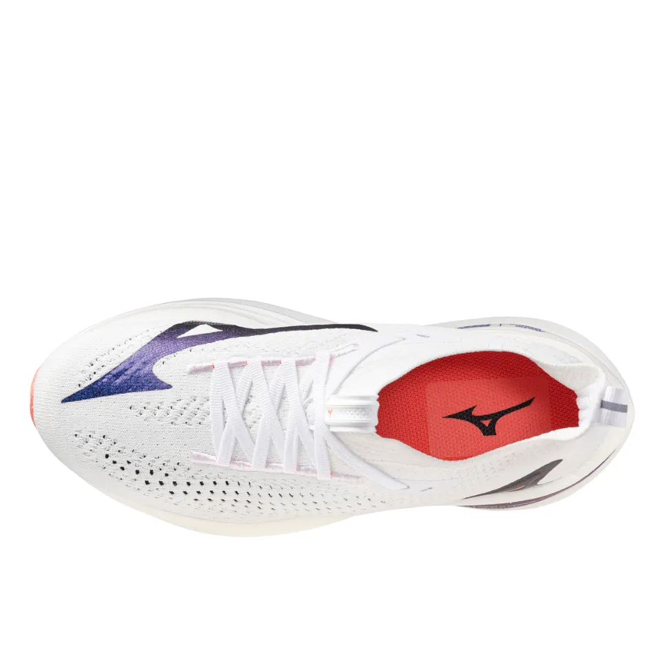 zipper - trimmed - design shoes wrinkle - resistant running wear Mizuno Women's Neo Vista 2 Running Shoes in White/Striking Coral/Iris Bloom AW25
