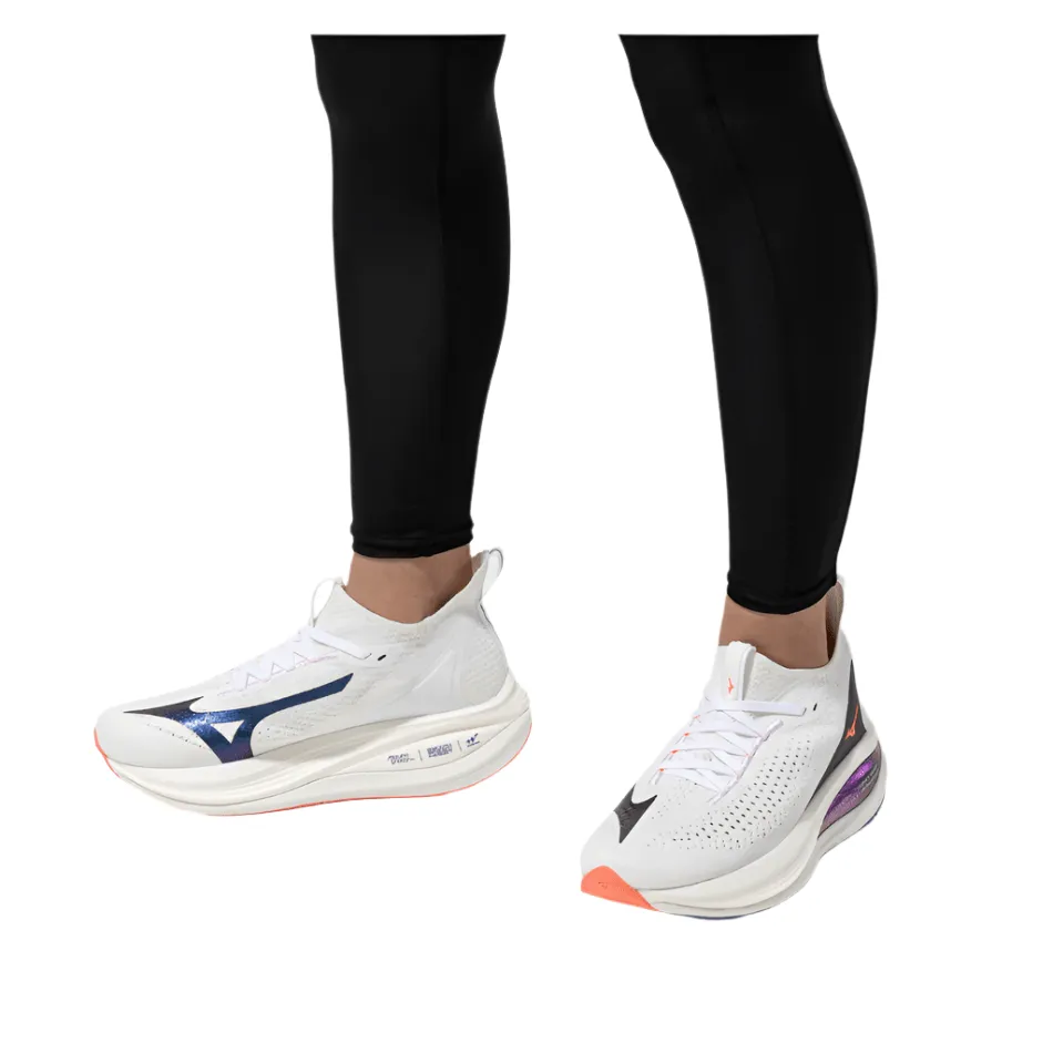 Quick Drying Fabric Mizuno Women's Neo Vista 2 Running Shoes in White/Striking Coral/Iris Bloom AW25