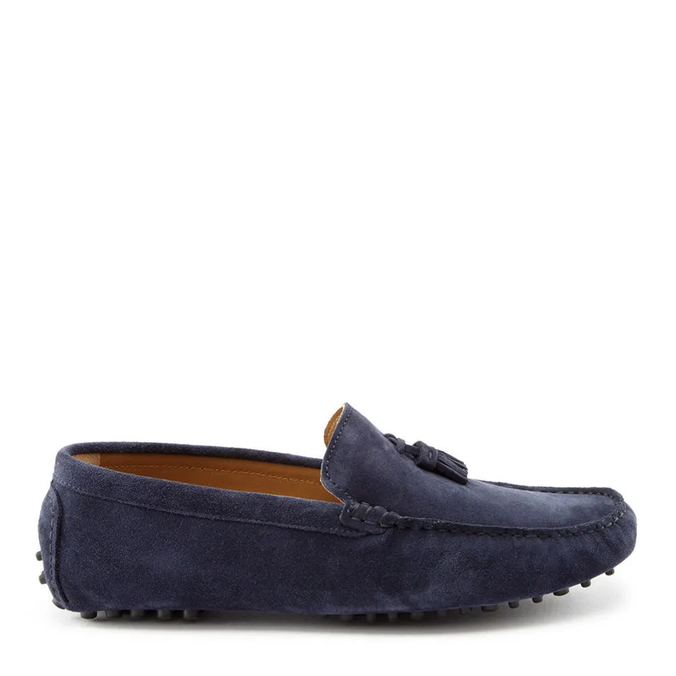 Tasselled Driving Loafers, navy blue suede Penny Keeper City Prep