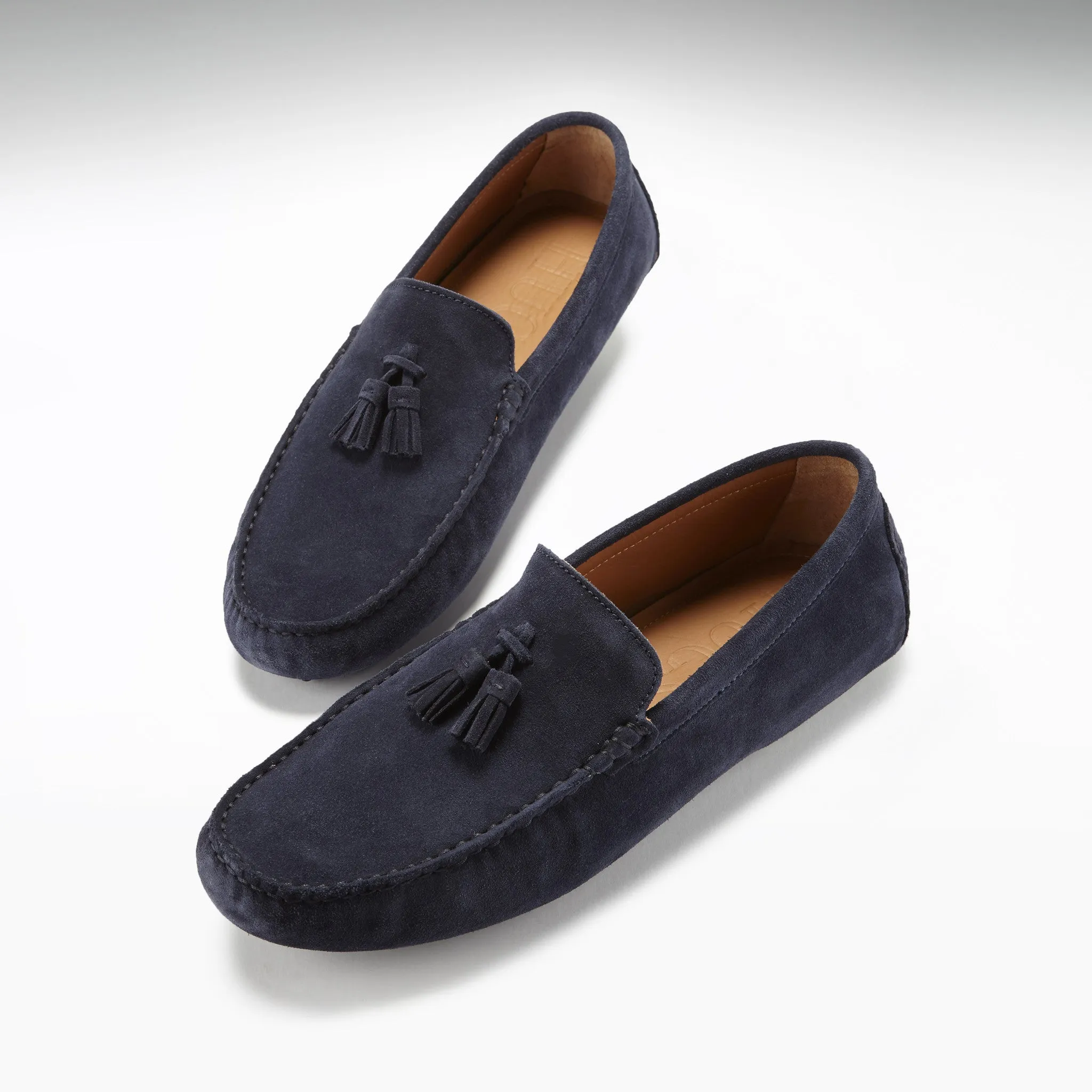 Tasselled Driving Loafers, navy blue suede Weekend Style Workwear Friendly
