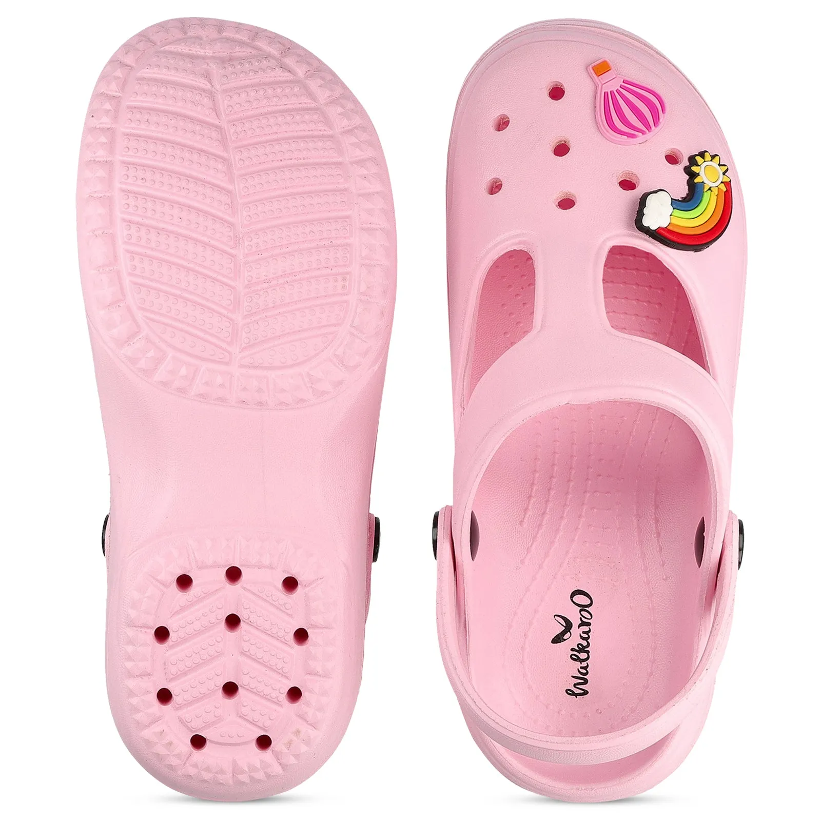 Cushion Lining Walkaroo Womens Clogs  - WC8912 Baby Pink