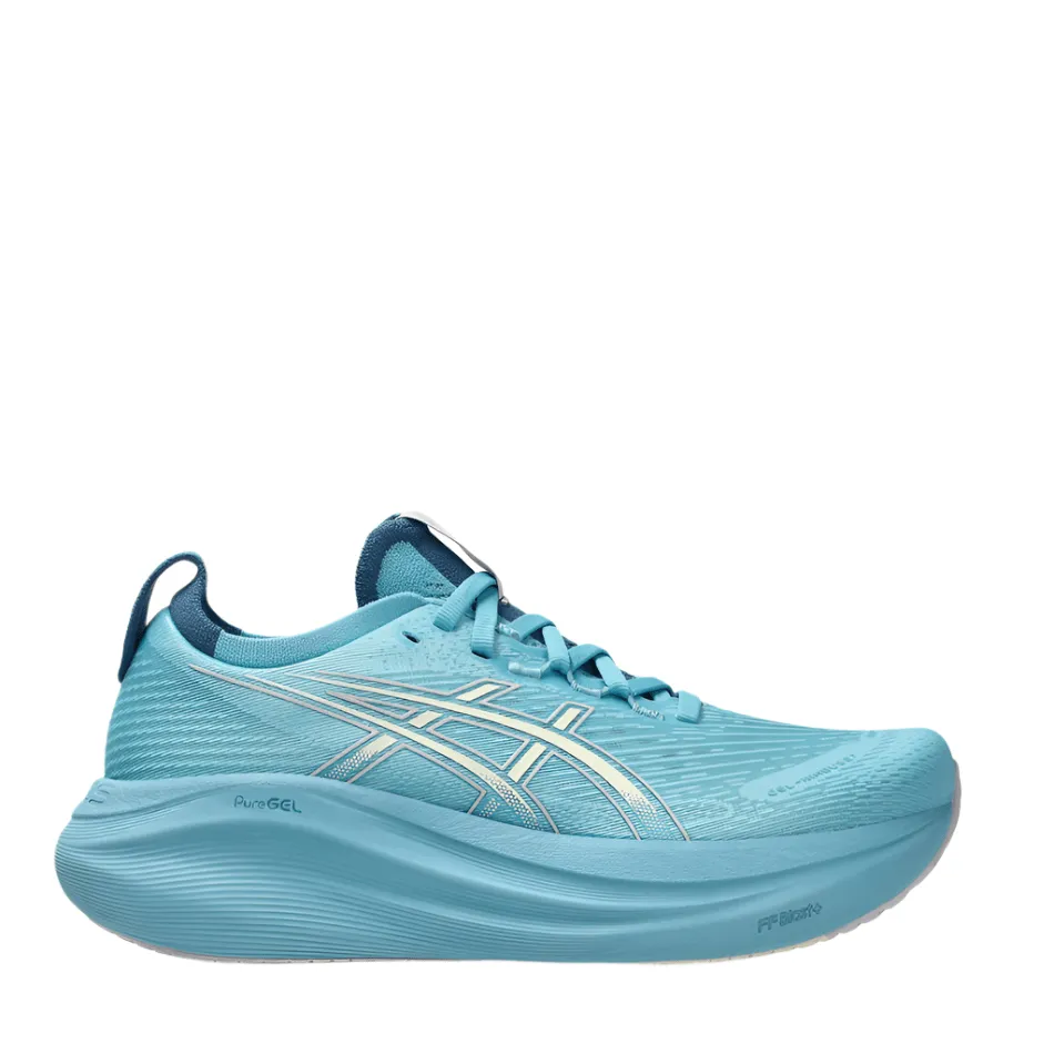 fast - paced running shoes ASICS Women's GEL-NIMBUS 27 Running Shoes in Still Water/Cream AW25