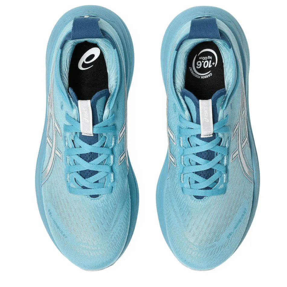 ASICS Women's GEL-NIMBUS 27 Running Shoes in Still Water/Cream AW25 neoprene running shoes