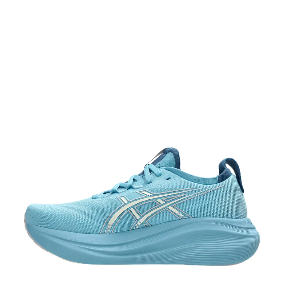 ASICS Women's GEL-NIMBUS 27 Running Shoes in Still Water/Cream AW25 training - session shoe suitability for exercise