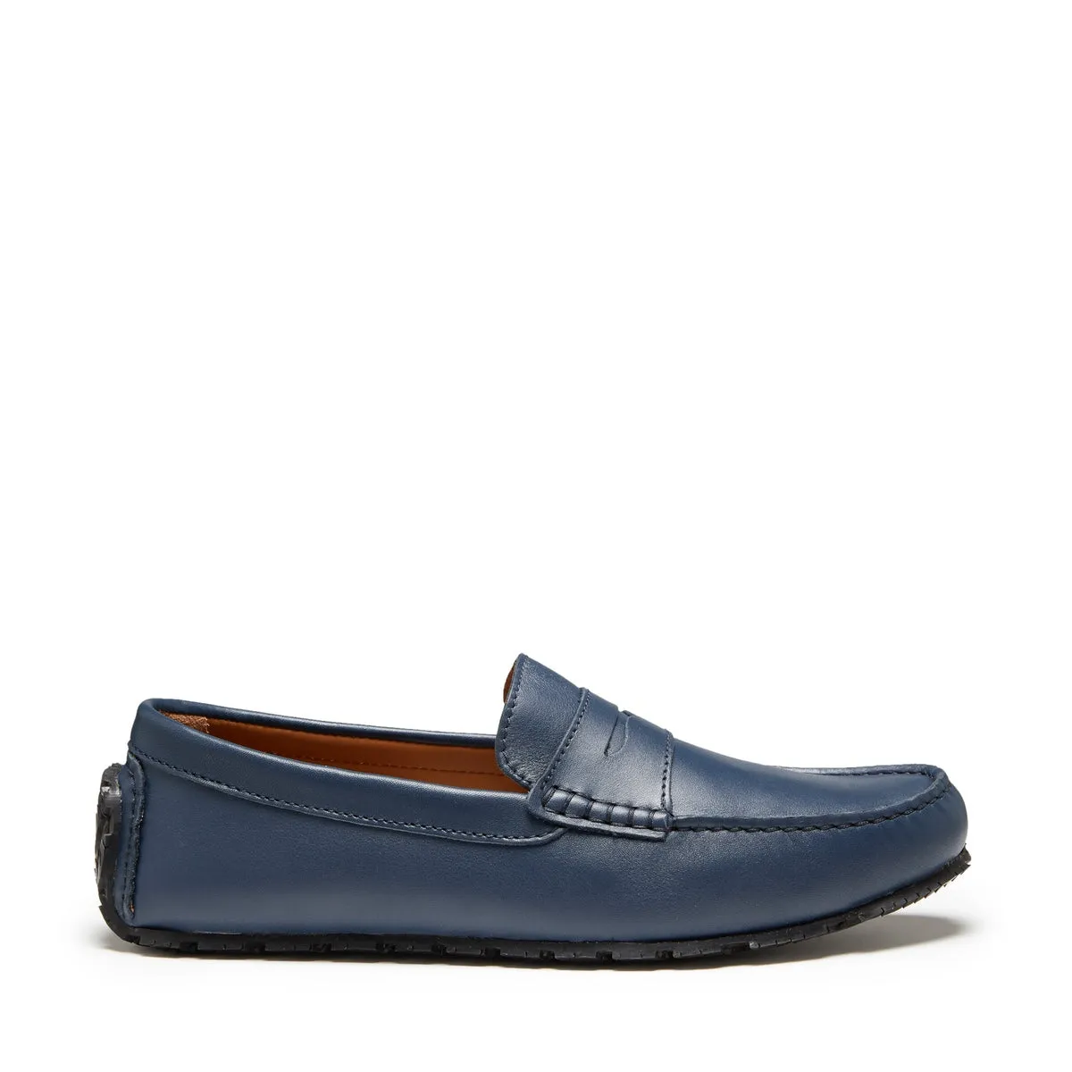 Tyre Sole Penny Driving Loafers, french navy leather Trendy Sole Braided Detail